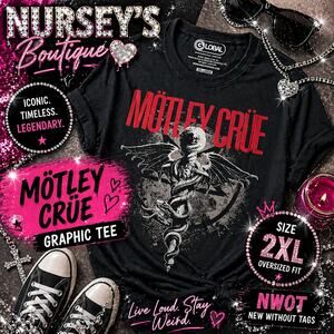 Mötley Crüe Graphic Band Tee Black 2XL Skull Snake Rock Shirt NWOT